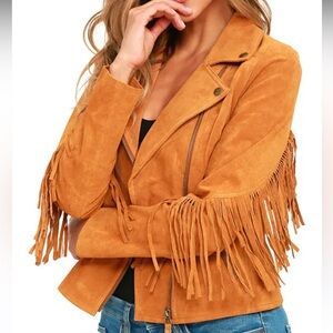 Lulu's Tan Fringe Leather Jacket